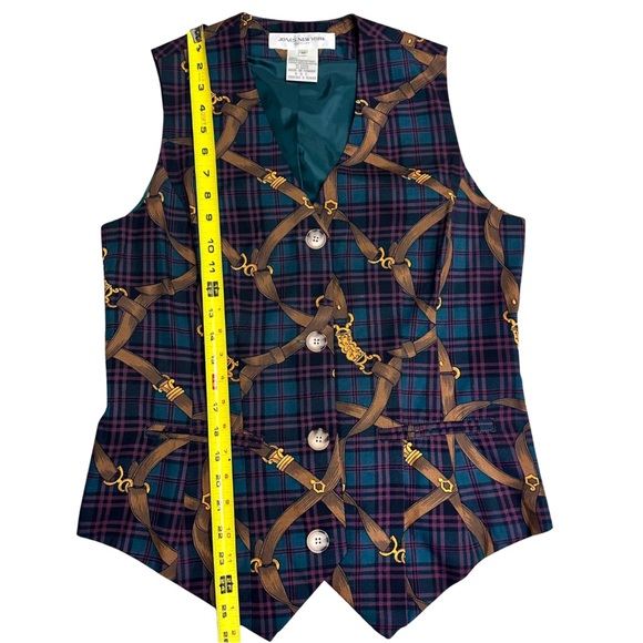 Vintage Jones New York Sport Plaid Vest Brit Bridle SZ Medium Equestrian EUC - Picture 6 of 7